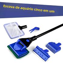 Kit de Limpeza para Aquário com Escova de Tanque e Raspador de Algas - Cabo Longo