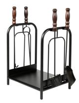 Kit de limpeza para lareira com cesto de lenha cabo madeira