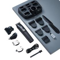 Kit de limpeza para máquinas de cortar cabelo cinza titânio com pentes de guia USB 5