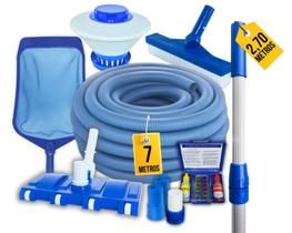 Kit De Limpeza Para Piscinas Fibra Vinil Alvenaria - Cabo 2,70m
