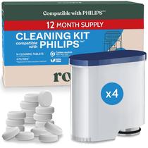 Kit de limpeza Roobi compatível com Philips com 16 tablets e 4 filtros