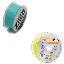 Kit de Linha de Pescaria Linha Zeeo Azul e Linha Victoria 4x Para Pescador Pesqueiro Peixe Esportes