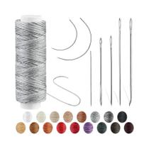 Kit De Linha Encerada De Couro 32 Jardas Com Agulhas De Costura Manual Para Reparo De Estofados E