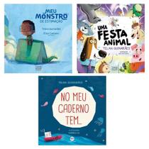 Kit de literatura infantil - meu monstro de estimação + uma festa animal + no meu caderno tem - Kit de Livros