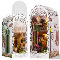 Kit de livro DIY QIANLING Garden House com LED e capa protetora contra poeira