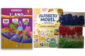 Kit de livros: alfabeto movél letras e números + Criança escolar 1 ano - 5+ anos