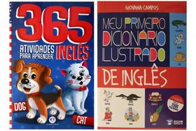 Kit de livros: dicionario ilustrado de inglês + 365 atividades para aprender inglês -