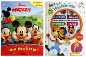 Kit de livros infantis Disney - Box de Histórias + Miniatura - Casa do Mickey Mouse Crianças 3+anos