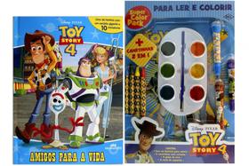 Kit de livros infantis: super color pack toy story 4 + miniatura amigos para toda vida- Crianças 4+ Anos