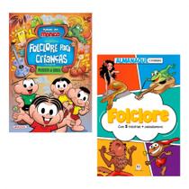 Kit de livros - turma da mônica folclore para crianças + 5 histórias + passatempos Kit de livros - turma da mônica folclore para crianças + 5 histórias + passatempos