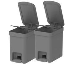 Kit de lixeiras com pedal Ou 2 peças 6L Linha Trium Chumbo Kit de lixeiras com pedal Ou 2 peças 6L Linha Trium Chumbo