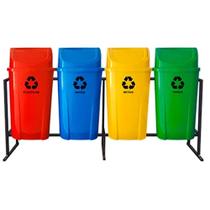 Kit de Lixeiras para Coleta Seletiva 60 Litros com 4 Peças Lar Plástico