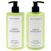Kit de loção e lavagem de mãos BeautySpace 350 ml de limão e mandarim Kit de loção e lavagem de mãos BeautySpace 350 ml de limão e mandarim