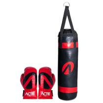 Kit de Luta Infantil P21 - Luva + Saco de Pancada - Vermelho e Preto