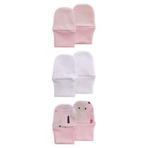 Kit de Luvas 03 Pares Recém Nascido Malha Baby Joy