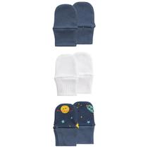 Kit de Luvas 03 Pares Recém Nascido Malha Baby Joy