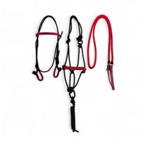 Kit De Luxo Cabeçada + Cabresto 7 Nós Trançado E Rédea