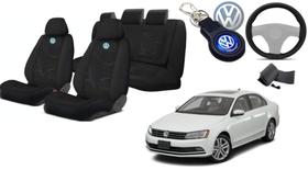 Kit de Luxo: Capas de Tecido para Bancos Jetta 2015-2020 + Acessórios Volkswagen