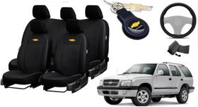 Kit de Luxo de Capas de Couro para Blazer 2000 - Couro Impermeável + Chaveiro + Capa de Volante Kit de Luxo de Capas de Couro para Blazer 2000 - Couro Impermeável + Chaveiro + Capa de Volante