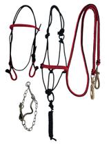 Kit De Luxo Para Cavalos Cabresto 7 Nós Trançado Cabeçada Trançada Rédea E Freio Inox