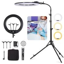 Kit de luz de anel LED FEIFANTEAM de 19 polegadas para fotografia de retratos em estúdio, gravação de vídeo no YouTube, transmissão ao vivo, tatuagem de sobrancelhas, beleza de cílios, maquiagem e iluminação