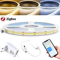 Kit De Luz De Fita LED COB Tuya Zigbee Branco Quente 3000K-6500K Flexível Regulável 1m-5m Para Alexa