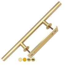 Kit de maçaneta para porta de celeiro Rio Salto, latão escovado, ouro vintage