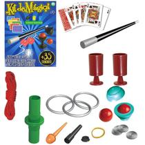 Kit de magica 35 truques com varinha + 6 cartas de baralho e acessorios 28 pecas - ARK BRASIL