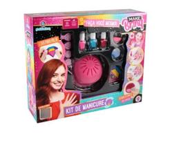 Kit De Maguiagem E Manicure Infantil Com Secador De Esmalte Kit De Maguiagem E Manicure Infantil Com Secador De Esmalte