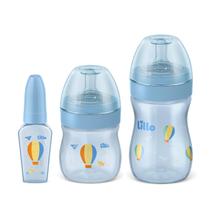 Kit de Mamadeira Primeiros Passos 50/150/240ml Azul - Lillo Kit de Mamadeira Primeiros Passos 50/150/240ml Azul - Lillo