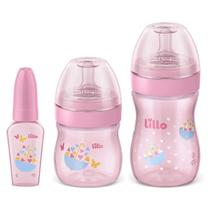 Kit de Mamadeira Primeiros Passos 50/150/240ml Rosa - Lillo Kit de Mamadeira Primeiros Passos 50/150/240ml Rosa - Lillo