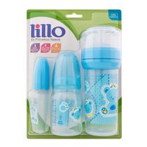 Kit de Mamadeiras Lillo Primeiros Passos Cor Azul com 3 Unidades Ref: 604621