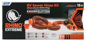 Kit de mangueira de esgoto Camco Rhinoextreme de 15 pés com ajuste giratório 4-N-1