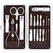 Kit de manicure e pedicure, conjunto de cortadores de unhas TSEOA com estojo, 12 unidades