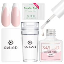 Kit de manicure francês SAVILAND French Tip Nail Stamp com esmalte de gel