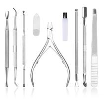 Kit de manicure HIFAU Cuticle Nippers com empurrador e cuidados com as unhas, 8 unidades