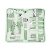 Kit De Manicure Verde Claro 7-35 Peças Cortador De Unhas Profissional Multifuncional De Aço De Alta