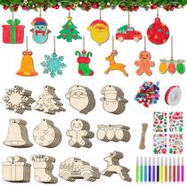 Kit de Manualidades BAPHILE 60 Piezas Adornos Navideños de Madera para DIY