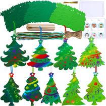 Kit de Manualidades Winlyn 54 Setes Árboles de Navidad Raspables Arcoíris 5"