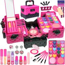 Kit de maquiagem Amerrly Kids para meninas, 52 unidades, seguro e lavável Kit de maquiagem Amerrly Kids para meninas, 52 unidades, seguro e lavável