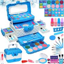 Kit de maquiagem Amerrly Kids para meninas de 4 a 9 anos com 57 unidades Kit de maquiagem Amerrly Kids para meninas de 4 a 9 anos com 57 unidades