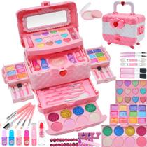 Kit de maquiagem Amerrly Kids para meninas de 4 a 9 anos com 57 unidades Kit de maquiagem Amerrly Kids para meninas de 4 a 9 anos com 57 unidades