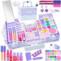 Kit de maquiagem Amerrly Kids para meninas, lavável com estojo de 4 a 12 anos