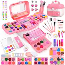 Kit de maquiagem Auney 80 unidades para meninas de 5 a 8 anos com tema de unicórnio