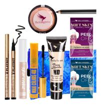 Kit De Maquiagem Base Facial Pó Compacto Sombra Cremosa