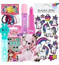 Kit De Maquiagem Batom Brilho Adesivos Xuxinha Lança Bolha