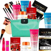 Kit De Maquiagem Batom Pincel Pré Pós Make Creme Facial