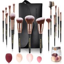 Kit de maquiagem Beautyfort 21PC: 15 pincéis, 4 esponjas com estojo e bolsa