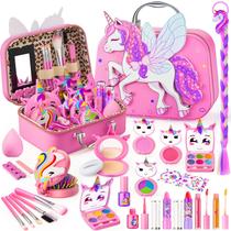 Kit de maquiagem Beayuck Kids para meninas com estojo Flying Horse de 3 a 12 anos