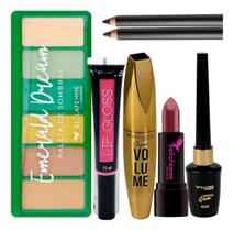 Kit De Maquiagem Bella Femme Paleta Sombra Batom Delineador Kit De Maquiagem Bella Femme Paleta Sombra Batom Delineador